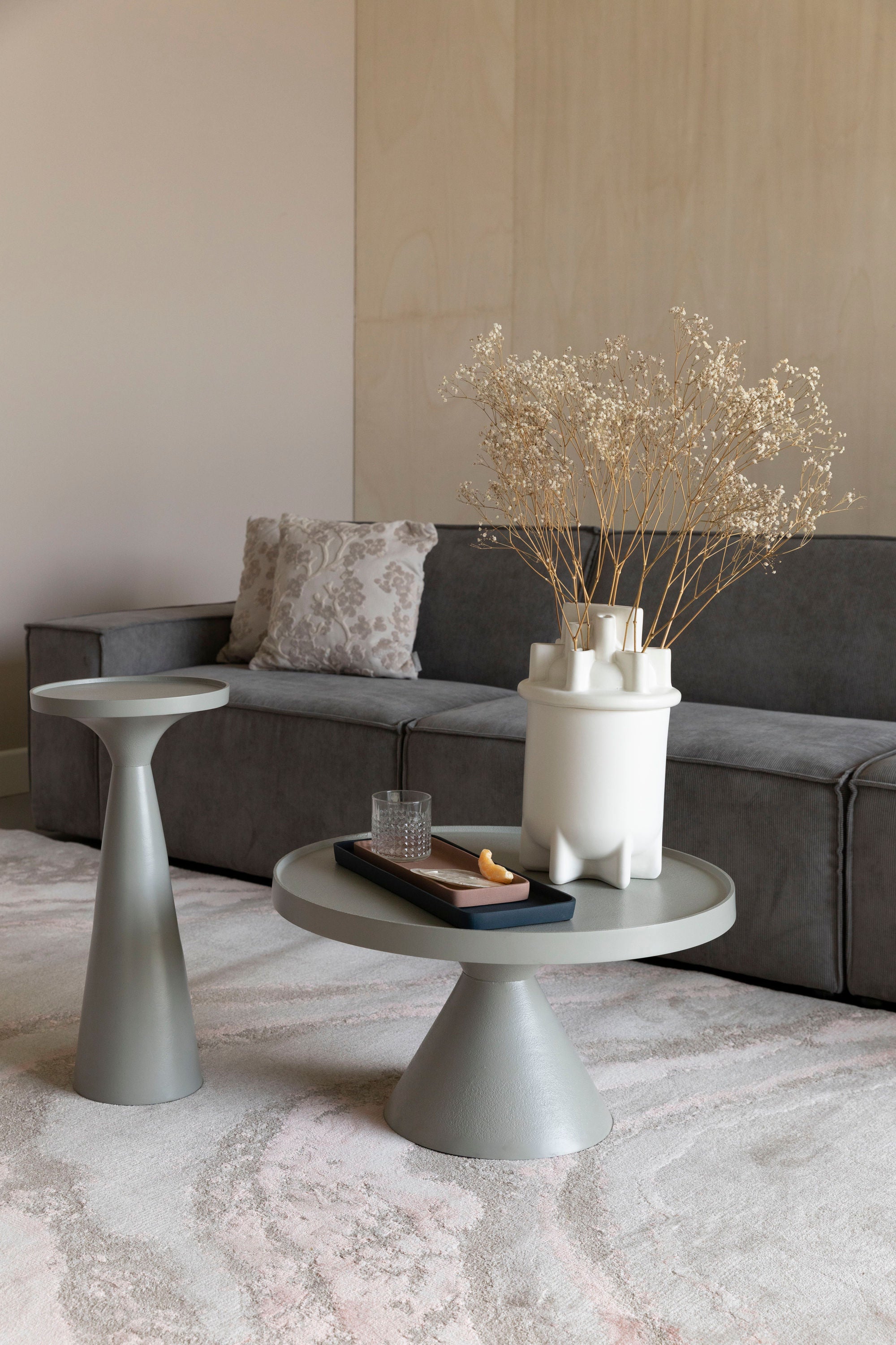 Zuiver Floss Grey Aluminum Round Side Table